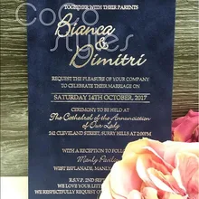 Cocostyles Пользовательские Современные темно-синий бархат золотым фольгированием пригласительный билет для американских Свадебная вечеринка события