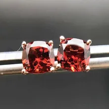 Серьги-гвоздики из натурального граната в квадратном стиле, серебро 925 пробы, 0.8ct* 2 шт, драгоценные камни для мужчин или женщин F18053005