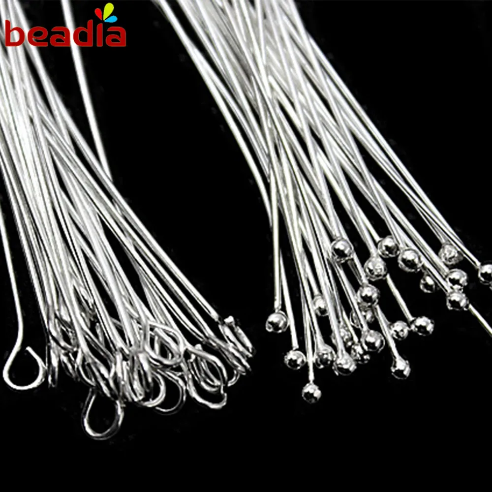

6pcs 925 Sterling Silver Metal Ball Heads Pin Eye Pins For DIY Jewelry Making Findings Accessories Wholesale Handmade Needles
