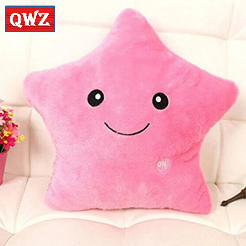 QWZ 36*36 см красочные звезды форма игрушки звезда светящийся светодиодный светильник Подушка Мягкий расслабляющий подарок улыбка тело подушка Валентина подарки - Цвет: Розовый