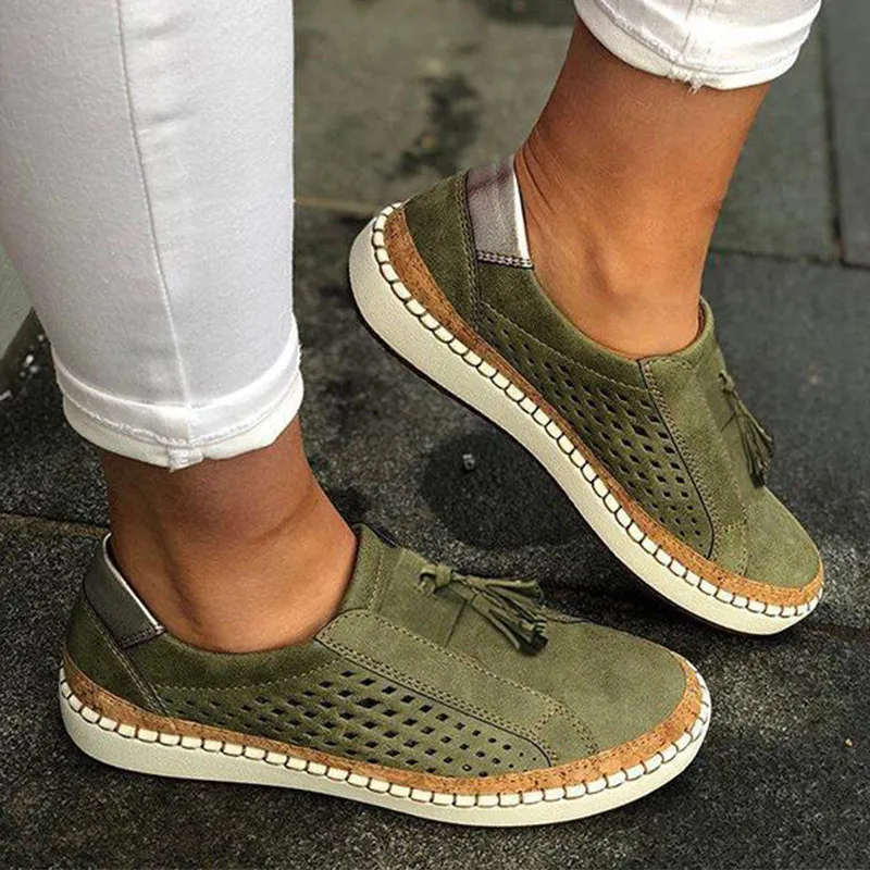 MCCKLE/кроссовки; женская обувь без шнуровки; женская обувь на плоской подошве с перфорацией; женские лоферы; повседневная женская обувь из вулканизированной кожи; модная женская обувь - Цвет: green2