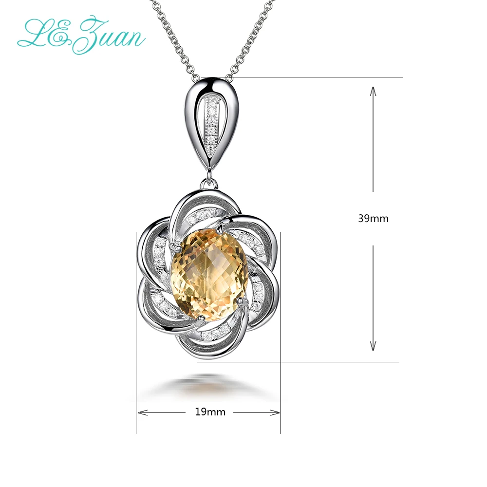 

I&zuan 7.38ct Natural Citrine Pendant 100% 925 Sterling Silver Jewelry Necklace For Women Gemstone Flower Pendants Choker