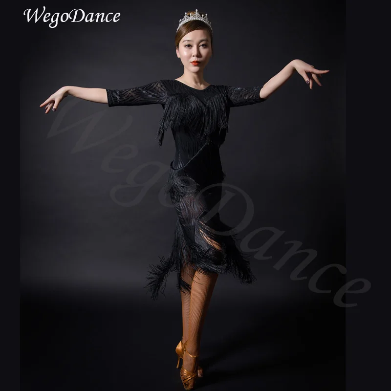 

new latin tassel dress dance performance costume woman fringe clothing freeshipping