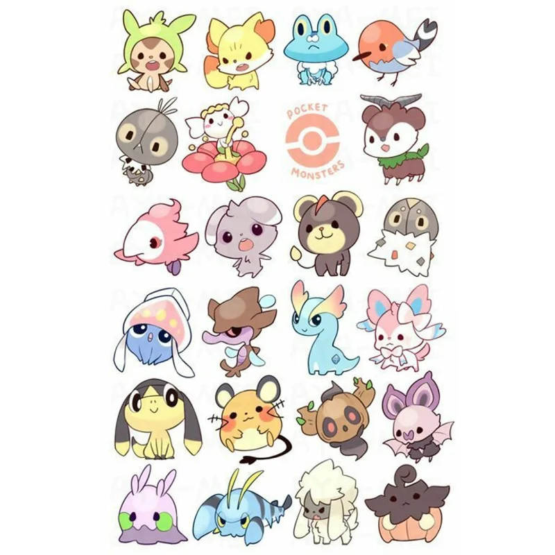 

2 PCS Japanese Lapices Kawaii Pokemon DIY Scrapbook Aganda Paper Stickers Cute Teacher Daycare Sticker School Office Supplies vv