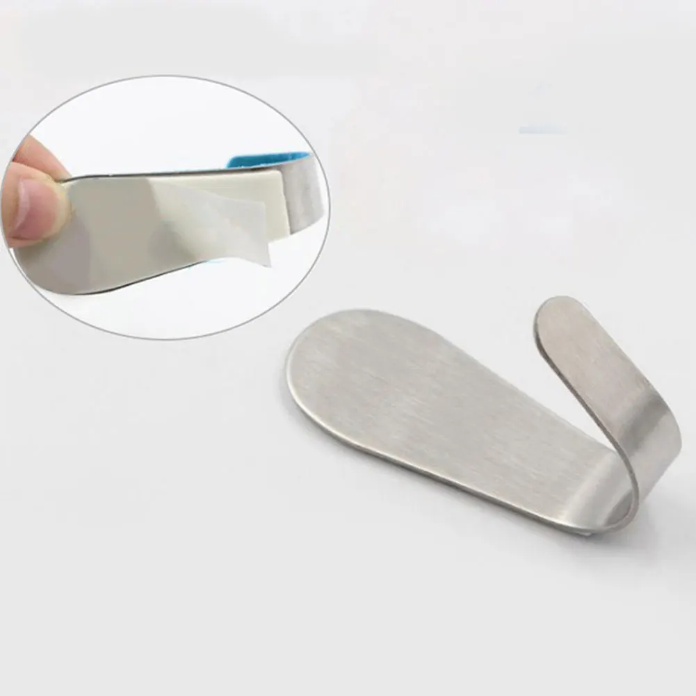 

5 Pcs Self-adhesive With Hook Closet Organizer Wall Mounts Portable Oval Shape Stainless Steel Waterproof Seamless Hanger