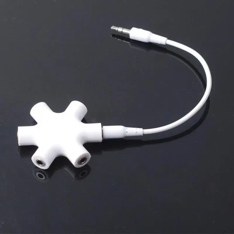 

6 Ports 3.5mm Headphone Earphone Extension Audio Splitter Adapter 1 Male to 2 3 4 5 Female Audio Cable 5 colors Wholesale