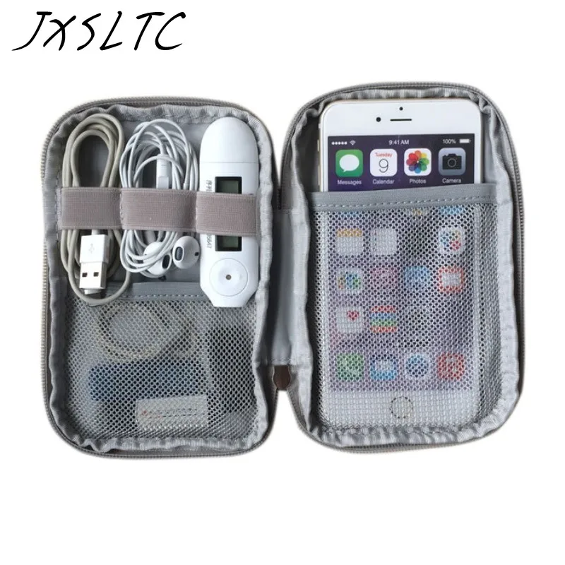 حقيبة التخزين السفر كيت حقيبة صغيرة حقيبة هاتف محمول حالة الرقمية أداة جهاز كابل يو اس بي البيانات منظم الكابلات السفر إدراج حقيبة