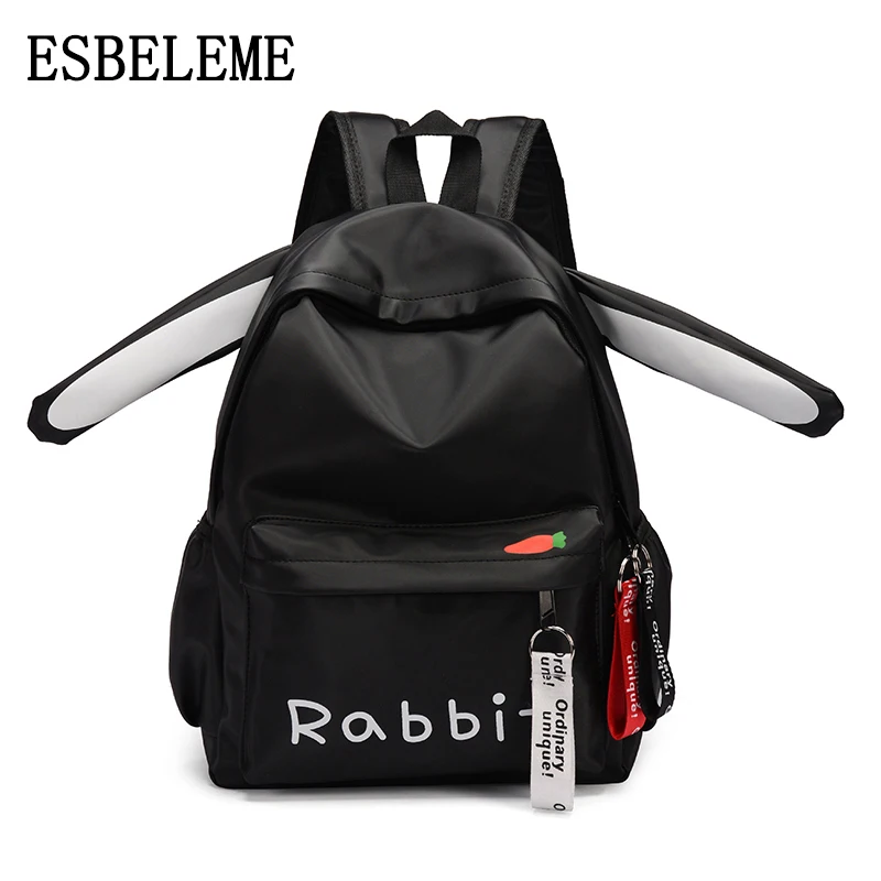 

2019 women cartoon waterproof backpack female large capacity black rabbit oxford ladies 3D animal backbags school students YI394