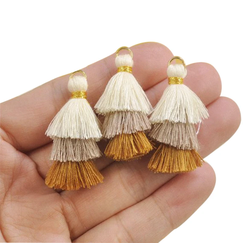 

50pcs 1.5"Three Tier Tassel Handmade Cotton Tassel for Earring Necklace bag customized climbers