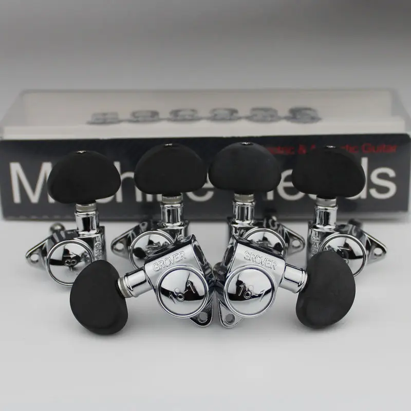 

Grover Electric Guitar Machine Heads Tuners 3R3L Chrome 18-1 Tuning Pegs Black ABS handle