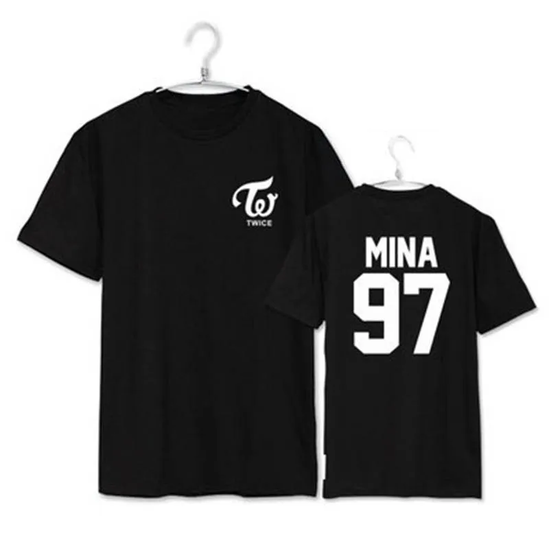 KPOP TWICE CHEER UP MOMO SANA альбом Mina, рубашки, K-POP,, повседневная хлопковая футболка, футболка с коротким рукавом, топы, футболка, DX265 - Цвет: MINA