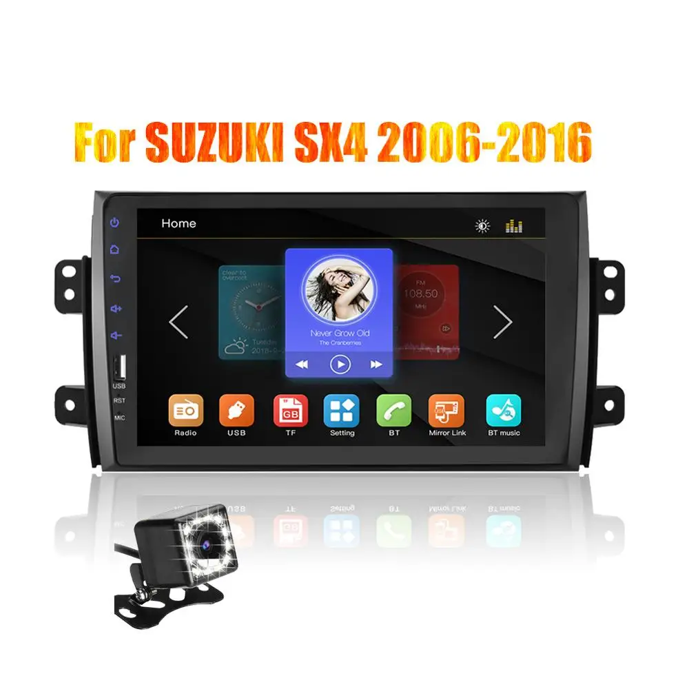 2din 9 дюймов Автомагнитола Mirrorlink Android Bluetooth Автомобильный мультимедийный MP5 плеер для SUZUKI SX4 2007 2008 2009 2010 2011 2013 - Цвет: with 12 led camera