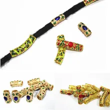 5 шт./партия ретро сплав Дракон волос Плетение из бисера Красный Сапфир инкрустация дредлок бусины-трубки кольцо Cilp манжеты для плетения