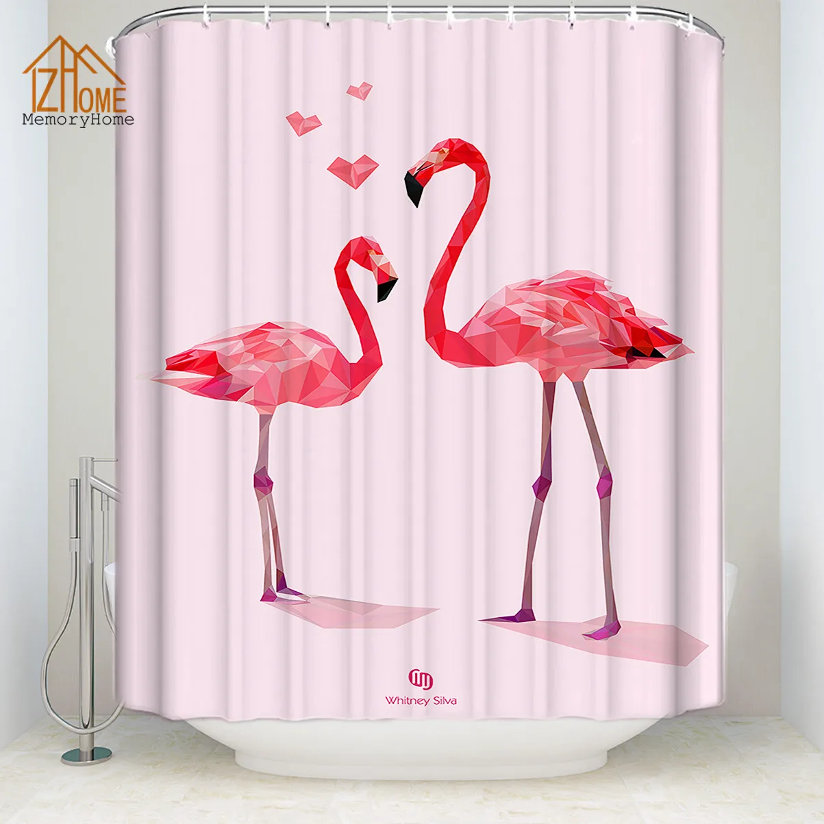 Buy Memory Home Pink Flamingos Couple Pattern Shower