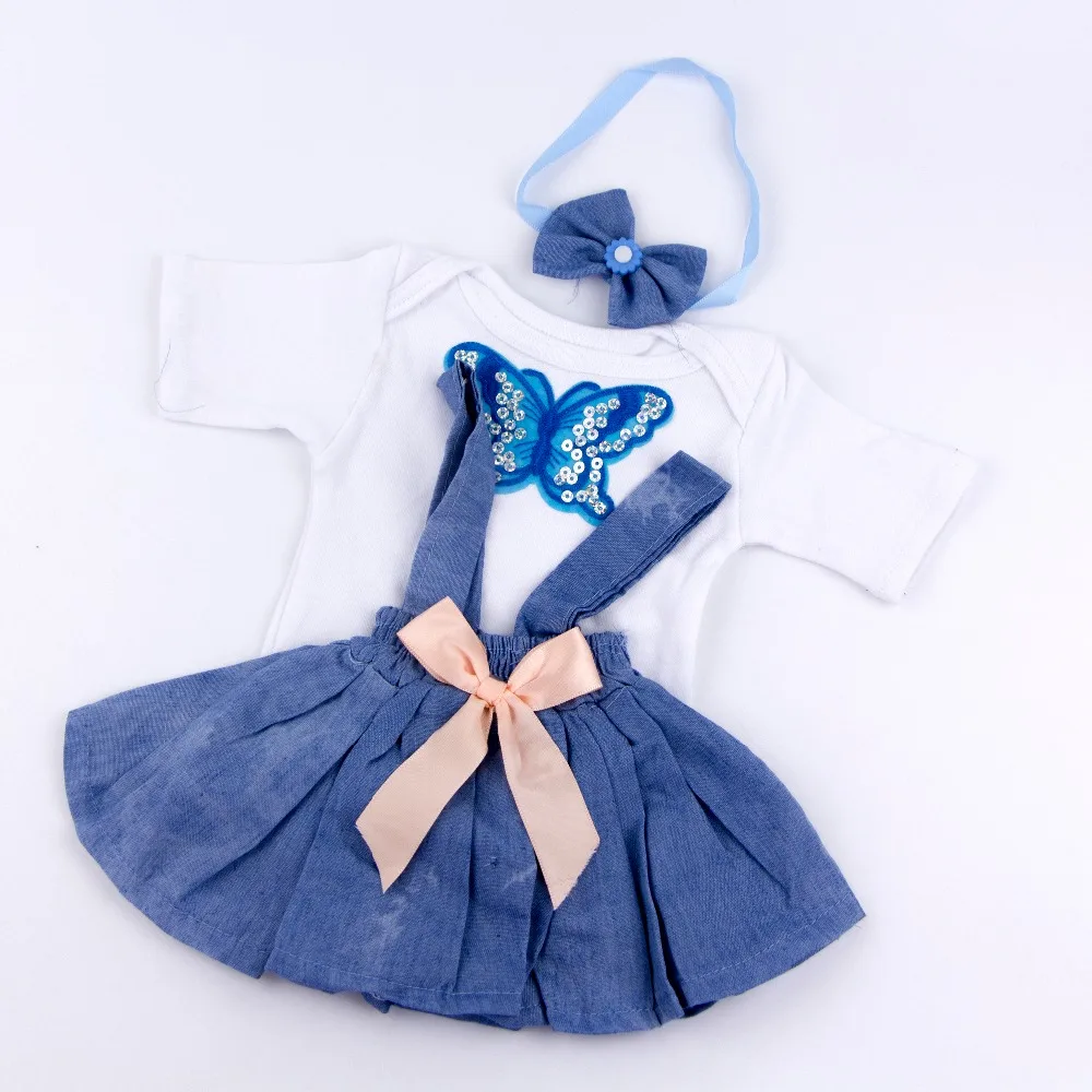 KEIUMI Reborn Baby Doll Clothes Suit For 17-19 Inch Reborn Boneca Baby Toy Dress With Butterfly Pattern Babies Clothing Kid Gift