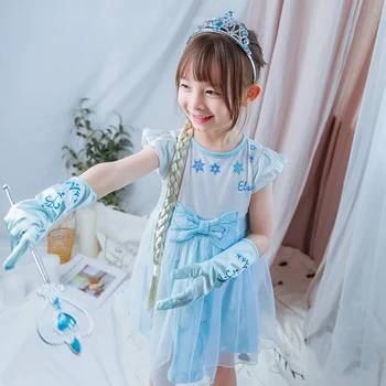 

Ins Princess elza girl Fancy dress Short Clothing baby Children Cotton Dress vestidos Summer Dress Kids Gifts Infants Party