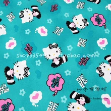 Широкий 140 см озеро зеленый мультфильм котенок кошка печатных Хлопковое одеяло домашняя ткань лоскутное Швейные материалы для ручной работы одежда для малышей