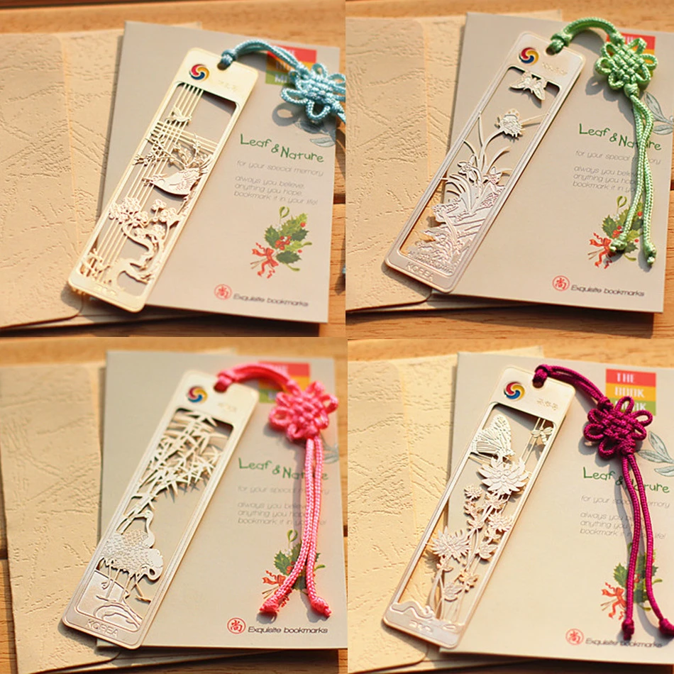 Gold Book Mark Exquisite Chinese Style Bookmark 18k Gold Plated Bookmark Gift Plum Flower Orchid