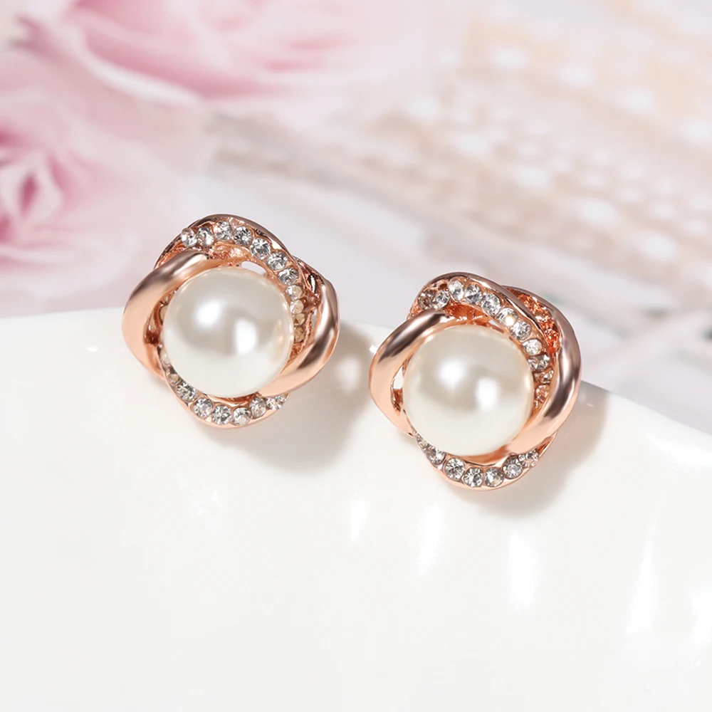 

1/2 Pair Lady Pearl Earrings Rhinestone Ear Stud Set Basic Cubic Zirconia Earrings Charm Wedding Engagement Jewelry Fashion Gift