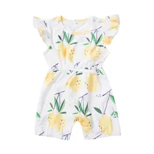 Infant Baby Girl Lemon Print Clothes Ruffle Sleeve Romper Pants Outfit Summer Fashion Casual Clothes
