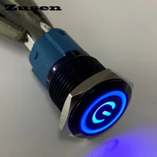 Zusen 16 мм защелкивающийся тип с подсветкой символ питания кнопочный переключатель (ZS16F-11ZEP/B/12 V/A световой символ питания)(China)