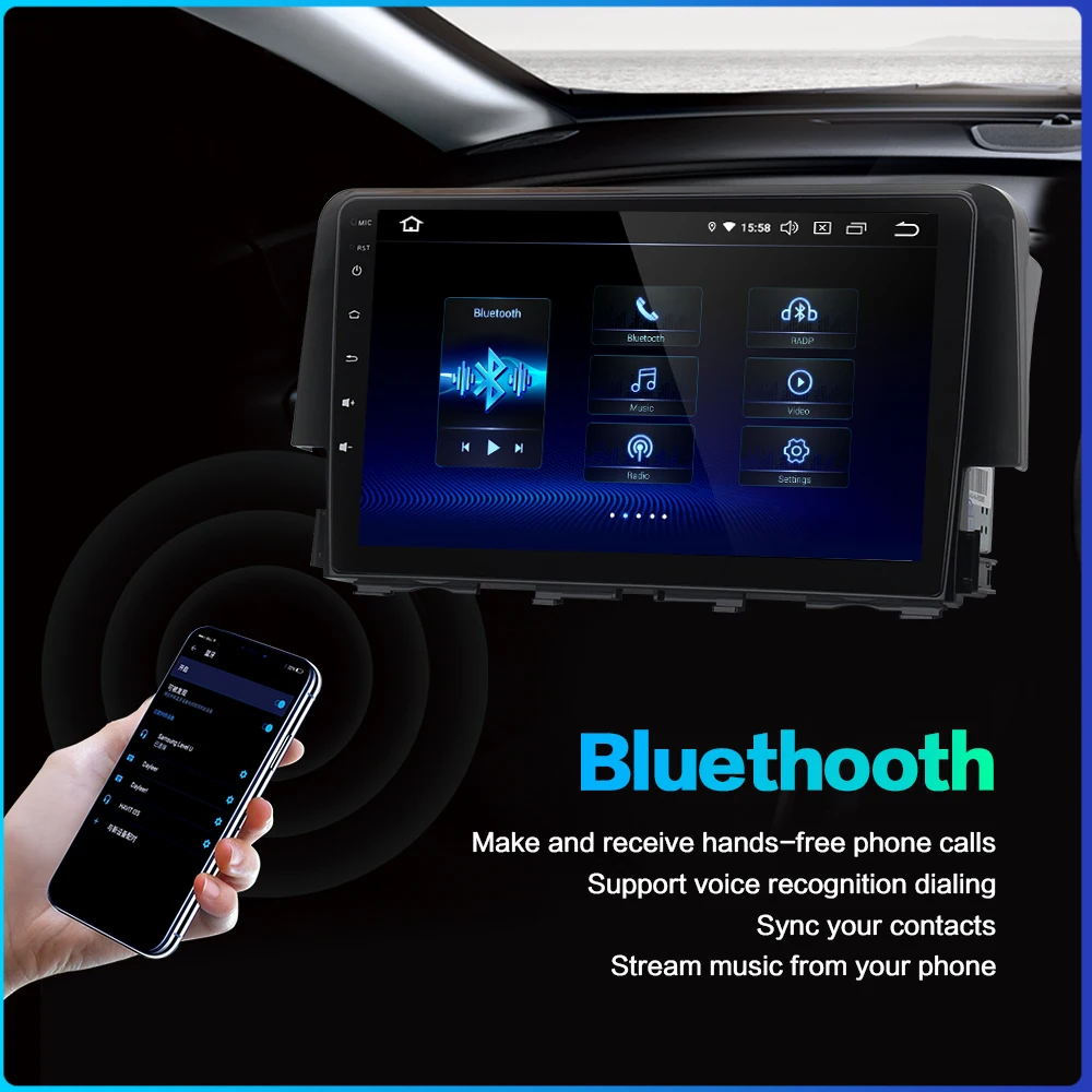 Perfect Fongent 9 "hdmi Car 1 Din Radio Android 9.0 Unit For Honda Civic 2015 2016 Navigation Gps Stereo Max6 Dsp 64gb Multimedia Player 1