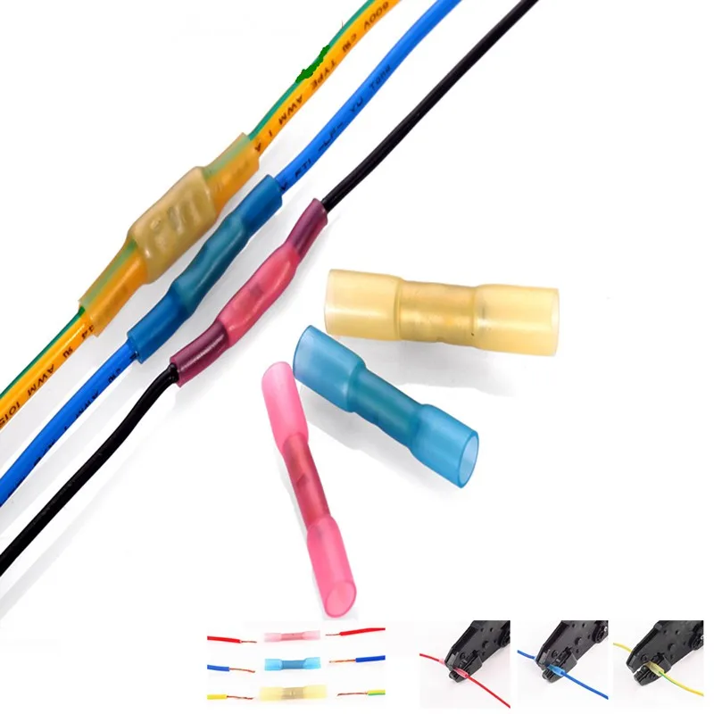 100PCS-Red-Blue-Yellow-3sizes-Heat-Shrink-Butt-Crimp-Terminals-Insulated-Electrical-Wire-Cable-Connectors 1