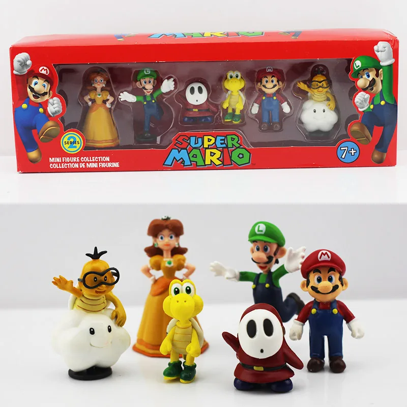 Super Mario Bros PVC Action Figure Toys Peach Toad Mario Luigi Yoshi Donkey Kong