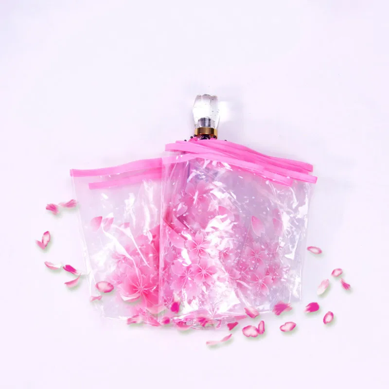 

Transparent Clear Automatic Umbrella Rain Women Acrylic Transparent Handle Cherry Blossoms Originality Three Folding Umbrella