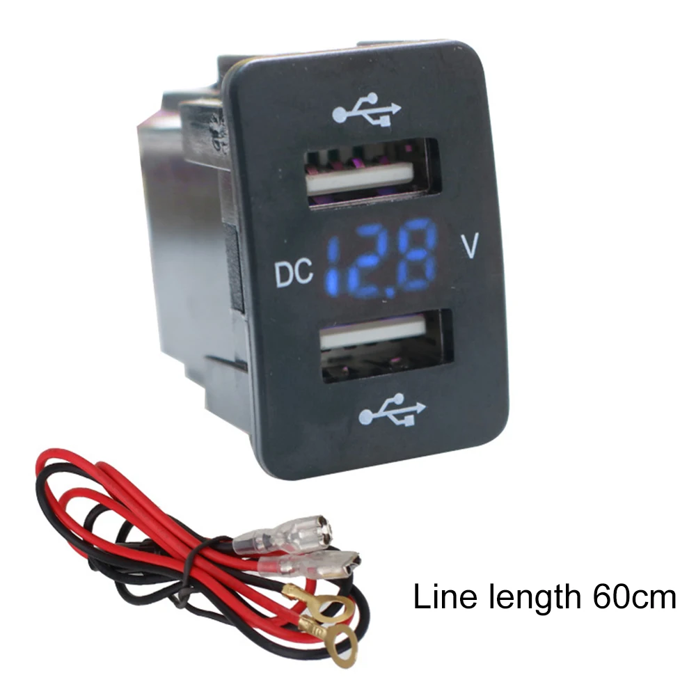

5V 4.2A For Toyota Dual USB Car Charger Fast Charging 2 USB Port Auto Adapter LED Voltmeter Socket For Honda 12-24V