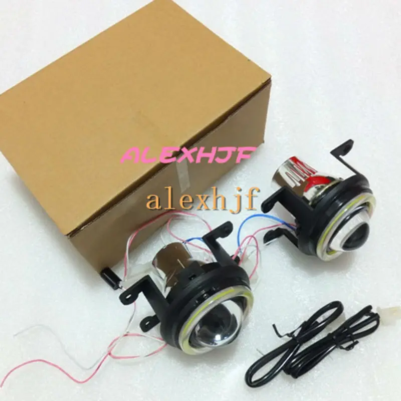 

July King Bifocal Lens Fog Lamp Assembly COB Angel Eye Rings DRL case for Acura RDX TL TSX Nissan Aprio NP200 Cabstar Note Pixo