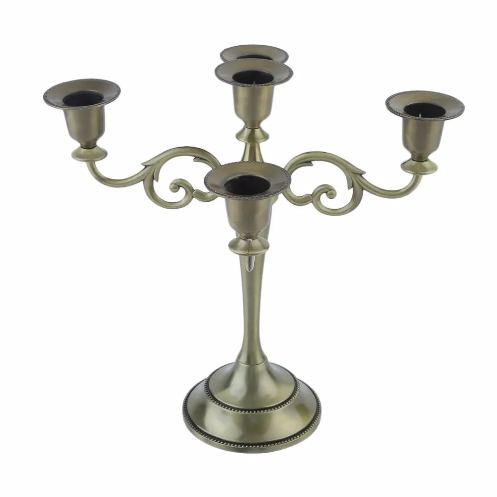 5 Arms Candlesticks European Style Metal Shiny Candle Holder Candle
