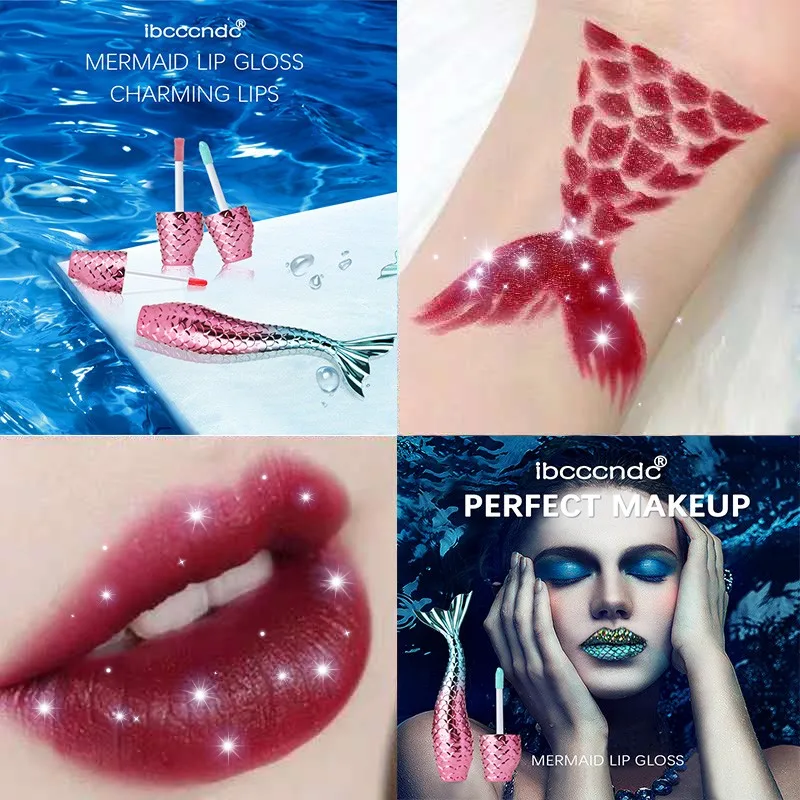 

Flashing Mermaid Lip Gloss Shimmer Lips Glaze Tint Long Lasting Liquid Lipstick Glitter Shine Lacquer Makeup 3ml