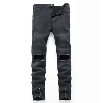 

Hole Mens Designer Jeans Pants Casual Ripped Denim Pants Straight Slim Fit Mens Clothing Plus Size