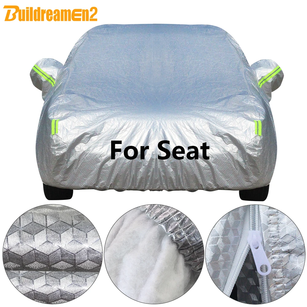 Buildremen2 Cotton Car Cover Waterproof Sun Snow Rain Hail Resistant Thick Cover For Seat Ibiza Leon Arosa Altea Mii Toledo Exeo