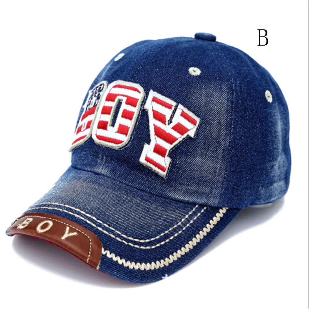 Summer Handsome Boys Baseball Cap Toddler Children Letter Denim Hat