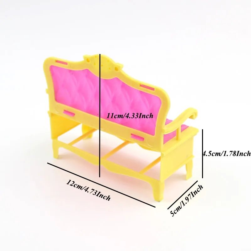Children's toy 12x11x5cm sofa lifestyle Accessory for Barbie dolls Double-chair kids Pretend Play couch toy Free shipping Children's toy 12x11x5cm sofa lifestyle Accessory for Barbie dolls Double-chair kids Pretend Play couch toy Free shipping
