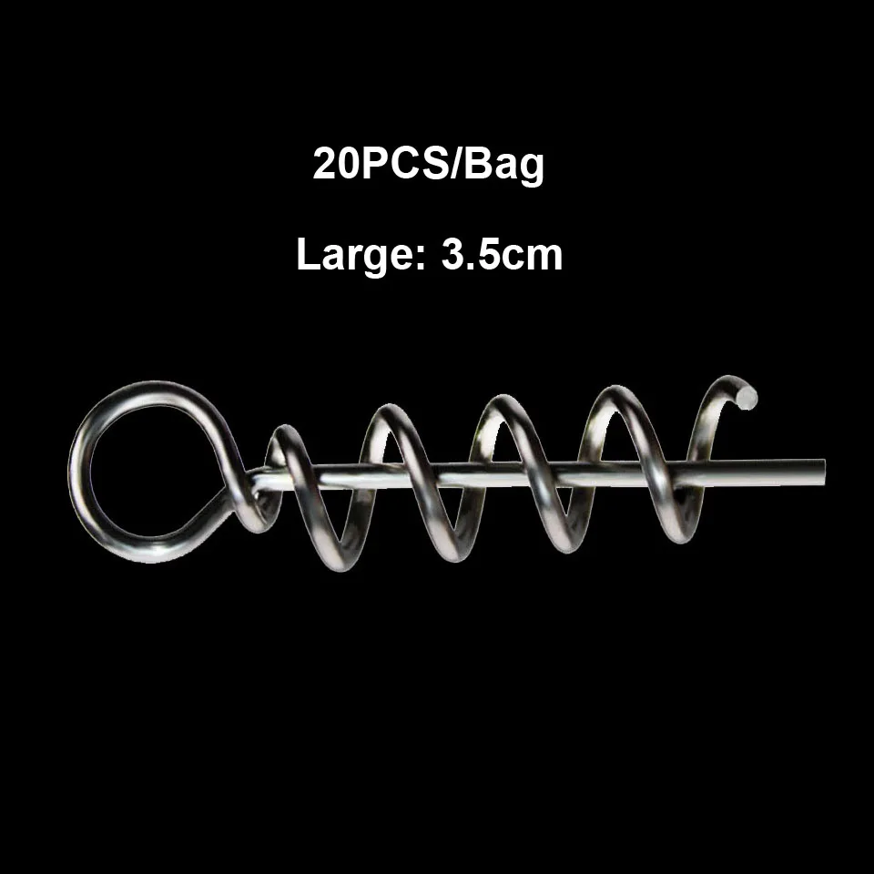 WALK FISH 1.5CM 3.5CM Fishing Hook Centering Pins Spiral Fishing bait Steel Spring Crank Lock for Soft Lure Fishing Accessories - Цвет: 20PCS