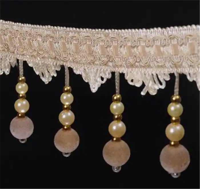 12m Velvet Crystal Beads Tassel Lace Curtain Trimmings Fringes