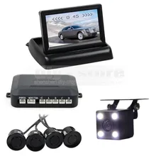 DIYKIT 4 x Sensors 4.3Inch Foldable Rear View Car Monitor Kit + 4 Parking Radar + Rear View Car Camera Video Parking Radar