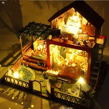 Новое поступление Рождественский подарок DIY летний вечерний Деревянный Кукольный дом с мебели куклы с музыкой 3D головоломка Кукольный дом игрушки подарки