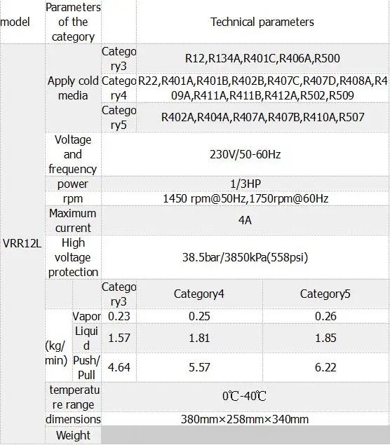 Высокое надежное восстановление охлаждения машины VRR12L Кондиционер хладагента рекуперации машины AC 220V