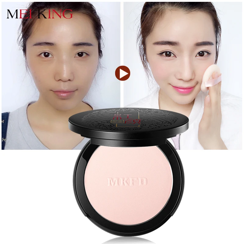 Дешево MEIKING Естественный порошок починки Контроль масла Lasting лица Отделка Отбеливание Макияж Brighten Фонд Роза завод порошок маскирующее 10g