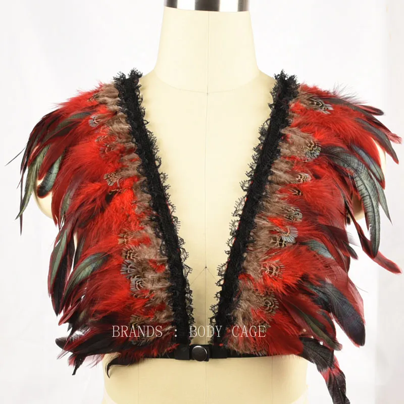 Red Feather Bra,festival Rave Costume, Sexy Feather Lingerie,Crop Top