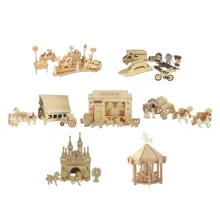 Chanycore Детские Обучающие деревянные игрушки 3D пазл зоомагазин фермы замок, карета карусель сказка LPS подарки для детей 4320