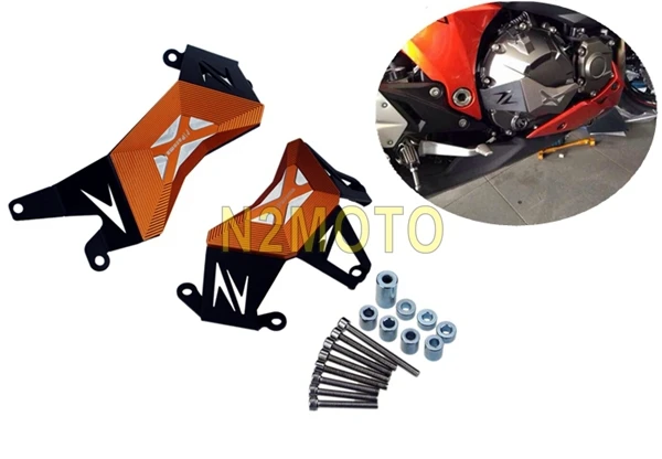 

Orange Motorcycle Left&Right Engine Guard Kit Engine Cover Frame Slider For Kawasaki 2012-2016 Protection