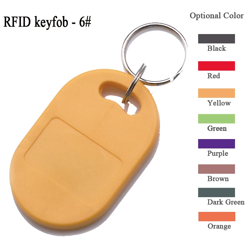 

100pcs 6# abs keyfob t5577 access control hid copy key tag 125khz read and write rfid fob duplicator copier use blue yellow red
