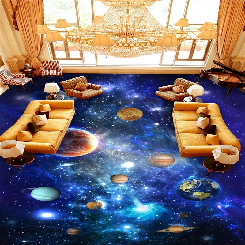 Cosmic sky Custom 3D stereoscopic murals photo wallpaper-3d flooring PVC wall paper home decor papel de parede 3D floor tiles