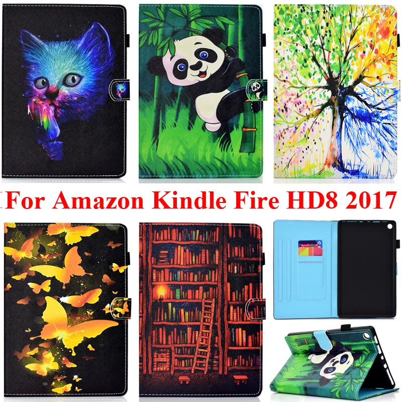 

Stand Protector Case For Amazon Kindle Fire HD8 2017 Shell Cover Skin With Card Slot Holder for KindleFire HD 8 8.0 inch Tablet