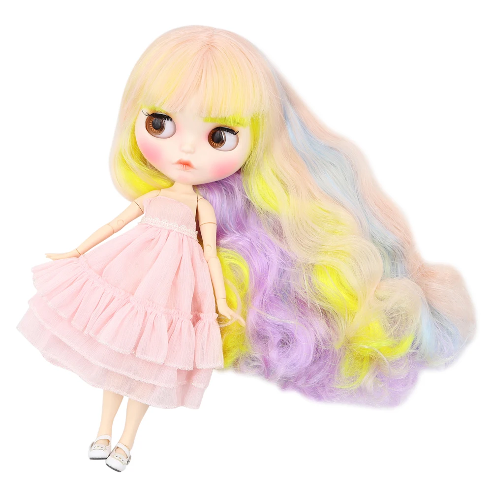 

Blyth Nude Doll Joint body Cute sweet mixed color curly hair new matte white Skin 30cm Suitable For DIY on sale gift SD toy